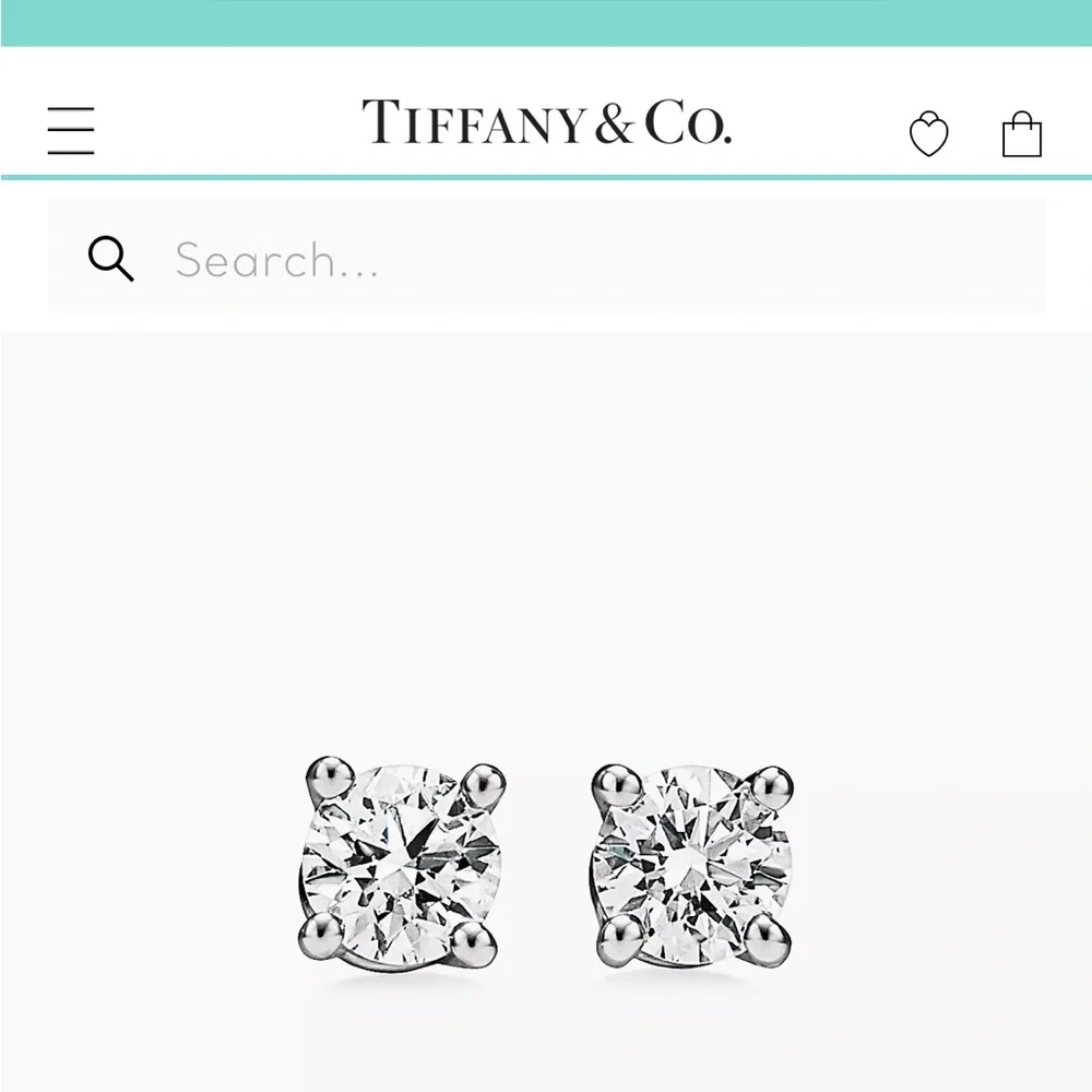 Tiffany & Co Solitaire Diamond Stud Earrings - Picture 11 of 14